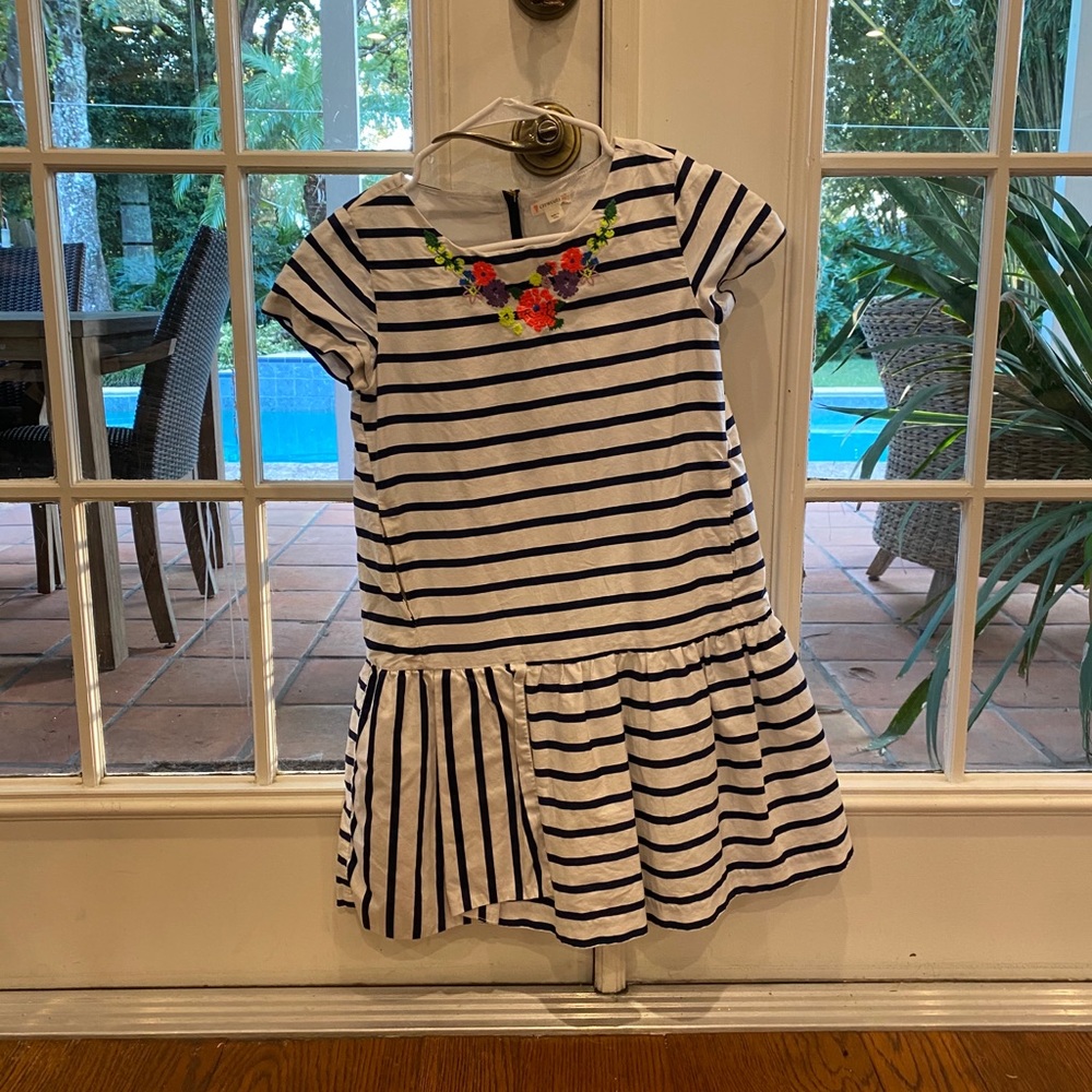 Crewcuts girls size 10 navy and white dress.
